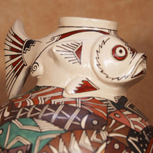 Load image into Gallery viewer, Handmade Mata Ortiz Pottery - Artist Manuel Rodriguez Guillen - Puffer Fish Topped Pottery