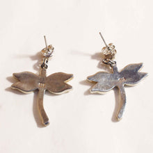 Load image into Gallery viewer, Gold Peruvian Dragonfly Earrings - Vermilion Spiny OysterGold Shell - Urin Huanca
