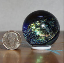 Load image into Gallery viewer, Kevin O'Grady: Electric Silver Gold Green Glass Borosilicate 1.37" Marble