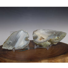 Load image into Gallery viewer, Blue Flame Chalcedony Geode Matching Pair