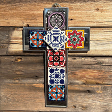 Load image into Gallery viewer, Tile & Tin Christian Cross: 3 Layers of Latin Culture