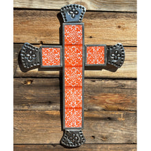 Load image into Gallery viewer, Tile & Tin Christian Cross: Orange-Red Southwest Palette