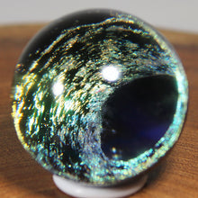 Load image into Gallery viewer, Kevin O'Grady: Electric Silver Gold Green Glass Borosilicate 1.37" Marble