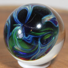 Load image into Gallery viewer, Kevin O'Grady: Electric Silver Gold Green Glass Borosilicate 1.37" Marble