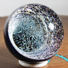 Load image into Gallery viewer, Artist Kevin O'Grady: Brilliant Silver Glass Borosilicate 2.5" Sphere Marble