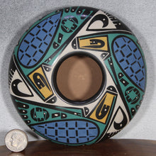Load image into Gallery viewer, Low Profile Mata Ortiz Pottery - Señor Oscar G. Quezada - Vibrant Cool Colors