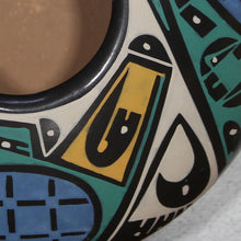 Load image into Gallery viewer, Low Profile Mata Ortiz Pottery - Señor Oscar G. Quezada - Vibrant Cool Colors