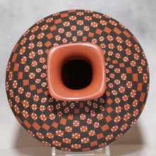 Load image into Gallery viewer, Decorative vase with a checkered pattern on a gray background
