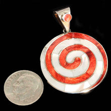 Load image into Gallery viewer, Earth Mother Pachamama Pendant Coral next to dime for scale