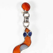 Load image into Gallery viewer, Pair Orange Coral Earrings - Sacred Inca Snakes - Vivid & Handmade
