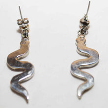 Load image into Gallery viewer, Pair Orange Coral Earrings - Sacred Inca Snakes - Vivid & Handmade