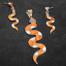 Load image into Gallery viewer, Earring pendant set Incan Peruvian Coral Snakes