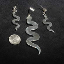 Load image into Gallery viewer, Back side Earring pendant set Incan Coral Snakes sterling silver