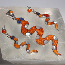 Load image into Gallery viewer, Earring pendant set Incan Coral Snakes