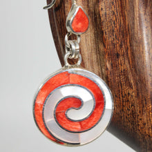Load image into Gallery viewer, Red White Shell Earring in silver