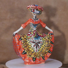 Load and play video in Gallery viewer, Video of Talavera Catrina Apricot Bailarina Figure