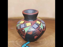 Load and play video in Gallery viewer, Ms. Minerva Pedregón Ortiz  - Bright Designs - Mata Ortiz Pottery Miniature