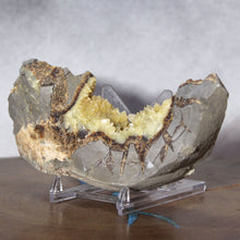 Load image into Gallery viewer, Septarian Geode Wedge - Flourescent Crystal Mineral