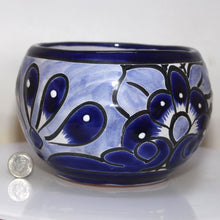Load image into Gallery viewer, Talavera Flower Pottery | Rich Flow Blue on White | Mexico Folk Art SW Floral Design