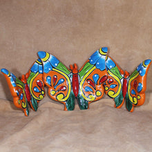 Load image into Gallery viewer, Set Of 3 Matching Blue Tipped Butterflies - Talavera Mexican Mariposas Ceramic Art