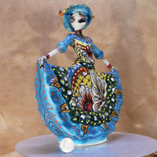 Load image into Gallery viewer, Talavera Catrina Bailarina Day Dead Figure with quarter for scale