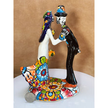 Load image into Gallery viewer, Talavera ceramic wedding newlyweds next to quarter for scale