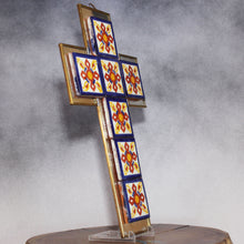 Load image into Gallery viewer, Tile & Tin Christian Cross: Floral Southwest Motif