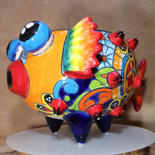 Load image into Gallery viewer, Signed Puffer Fish Talavera Mexican Folk Art