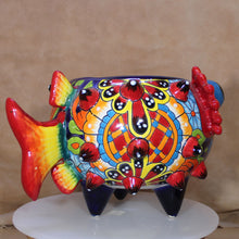 Load image into Gallery viewer, Another optional view of Puffer Fish Talavera Mexican Folk Art