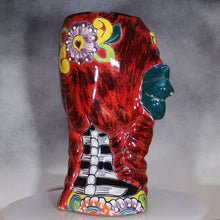 Load image into Gallery viewer, Back view of talavera mexican pottery green eye maiden