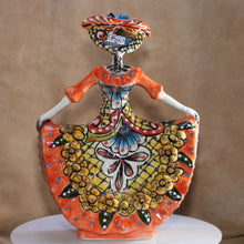 Load image into Gallery viewer, Back view Talavera Catrina Bailarina Day Dead Figure