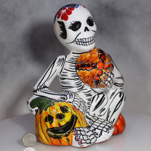 Load image into Gallery viewer, Skeleton Dead of the Dead Mexican Pottery with dime for scale