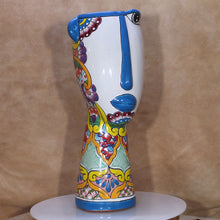 Load image into Gallery viewer, Colorful ceramic vase with abstract design on a beige background