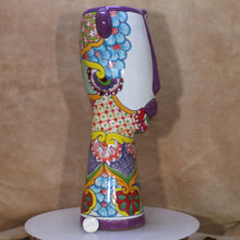 Load image into Gallery viewer, Surreal Face Talavera Mexican Pottery with quarter for size comparison