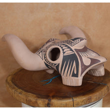 Load image into Gallery viewer, Southwest Skull Sculpture - Mata Ortiz Cultural Folk Art - Señor Tomas Quintana