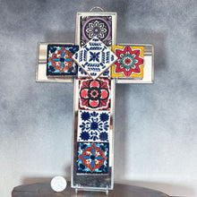 Load image into Gallery viewer, Tile Tin Christian Cross Latin Culture next to quarter for scale
