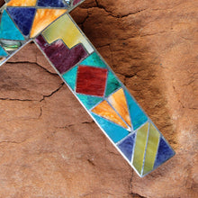 Load image into Gallery viewer, Peruvian Inlay Cross - Fine Silver & Precious Stones.