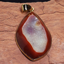 Load image into Gallery viewer, Crimson & Blanched Druzy Quartz Pendant