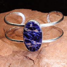 Load image into Gallery viewer, Sodalite Cabachon Sterling Silver Cuff