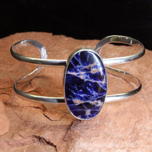 Load image into Gallery viewer, Sodalite Cabachon Sterling Silver Cuff