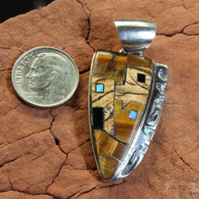 Load image into Gallery viewer, Ed Lohman - Mesa Verde Pendant - Arrow Head - Desert Buckeye Gallery with dime for size comparison