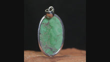 Load and play video in Gallery viewer, Silver & Chrysoprase Oval Pendant - Charles Albert
