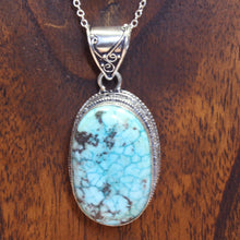 Load image into Gallery viewer, Oval Turquoise Pendant in Silver - Kashmir Connection.