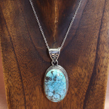 Load image into Gallery viewer, Oval Turquoise Pendant in Silver - Kashmir Connection.