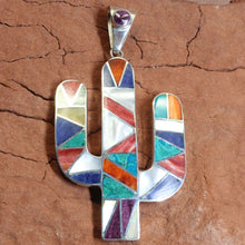 Load image into Gallery viewer, Incan Cactus Pendant - Sterling Silver Precious Gemstones - Urin Huanca.
