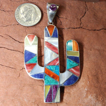 Load image into Gallery viewer, Incan Cactus Pendant - Sterling Silver Precious Gemstones - Urin Huanca.