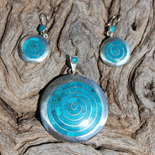 Load image into Gallery viewer, Incan Earrings & Pendant - Turquoise & Sterling Silver - Urin Huanca Peruvian Fine Jewelry.