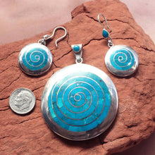 Load image into Gallery viewer, Incan Earrings & Pendant - Turquoise & Sterling Silver - Urin Huanca Peruvian Fine Jewelry.