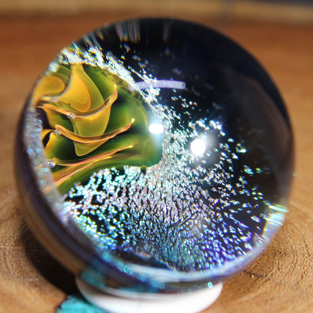 Borosilicate Glass Marble - Kevin O'Grady - Pink & Metallic Blue