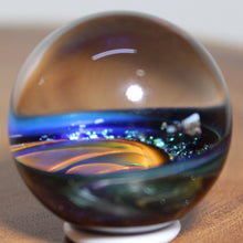 Load image into Gallery viewer, Borosilicate Glass Marble - Kevin O&#39;Grady - Gold Wave Blue Water
